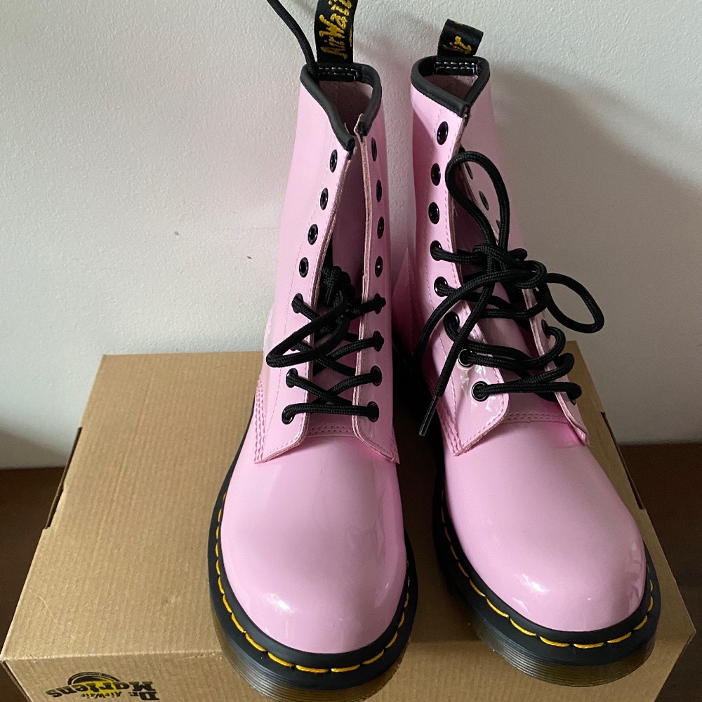 Dr. Martens Pink Patent 8-Eye Combat Boots - Picture 8 of 11